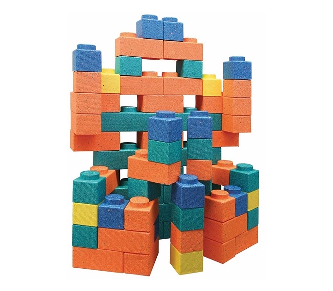Colorful building blocks stacked creatively for imaginative play and education.